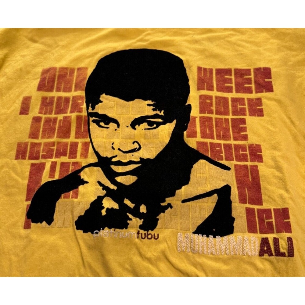platinum fubu Limited Edition Yellow XL TShirt Muhammad Ali Embroidered Cotton